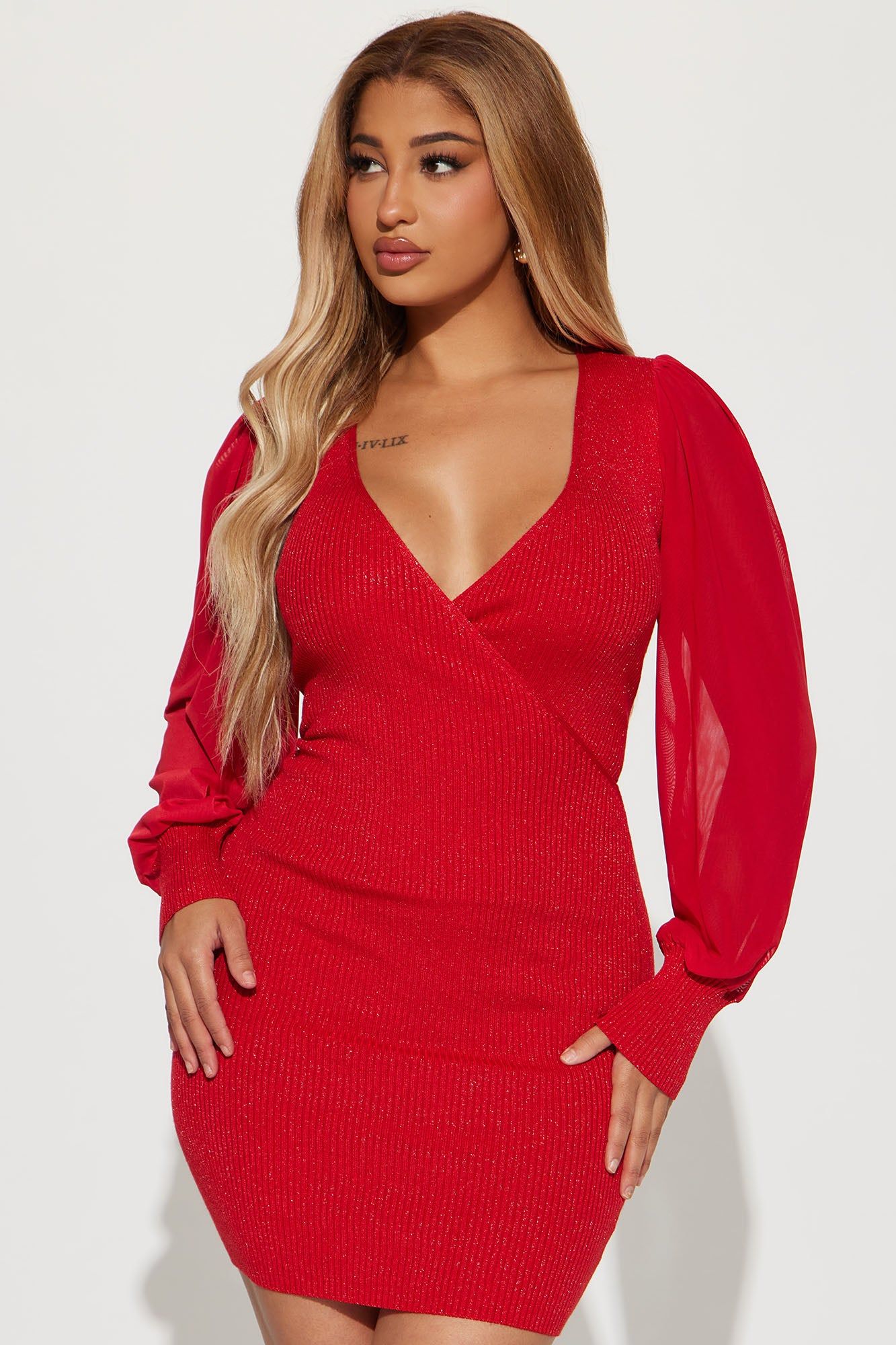Stacy Sweater Mini Dress - Red sold by Fashion Nova