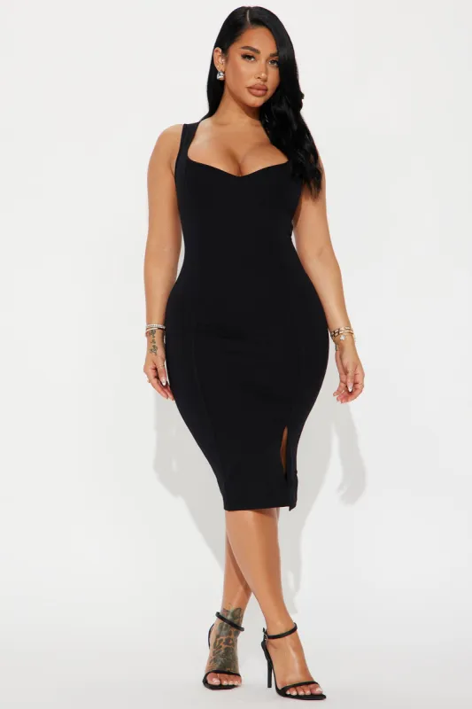 Peyton Ponte Midi Dress - Black sold by Fashion Nova