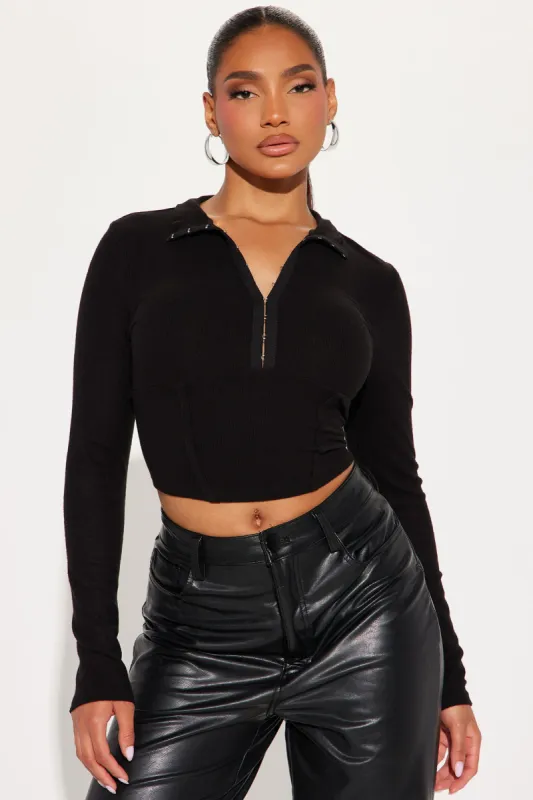 Jolene Long Sleeve Top - Black sold by Fashion Nova