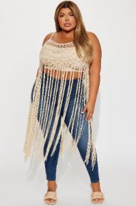 Aldari Crochet Top - Sand sold by Fashion Nova