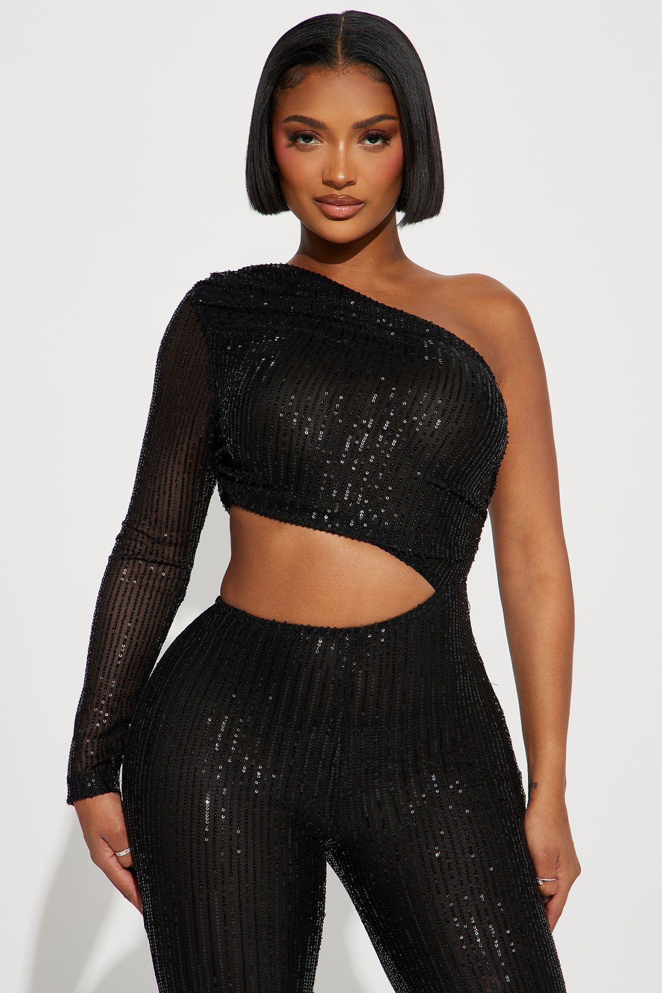 Misunderstood Long Sleeve Sequin Jumpsuit - Black sold by Fashion Nova product image thumbnail 2
