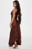 Belle Satin Maxi Dress - Chocolate sold by Fashion Nova