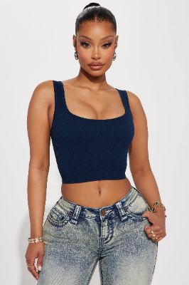 Yelisa Seamless Crop Top - Navy sold by Fashion Nova