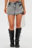 Meet Me Downtown Studded Denim Mini Skirt - Grey sold by Fashion Nova