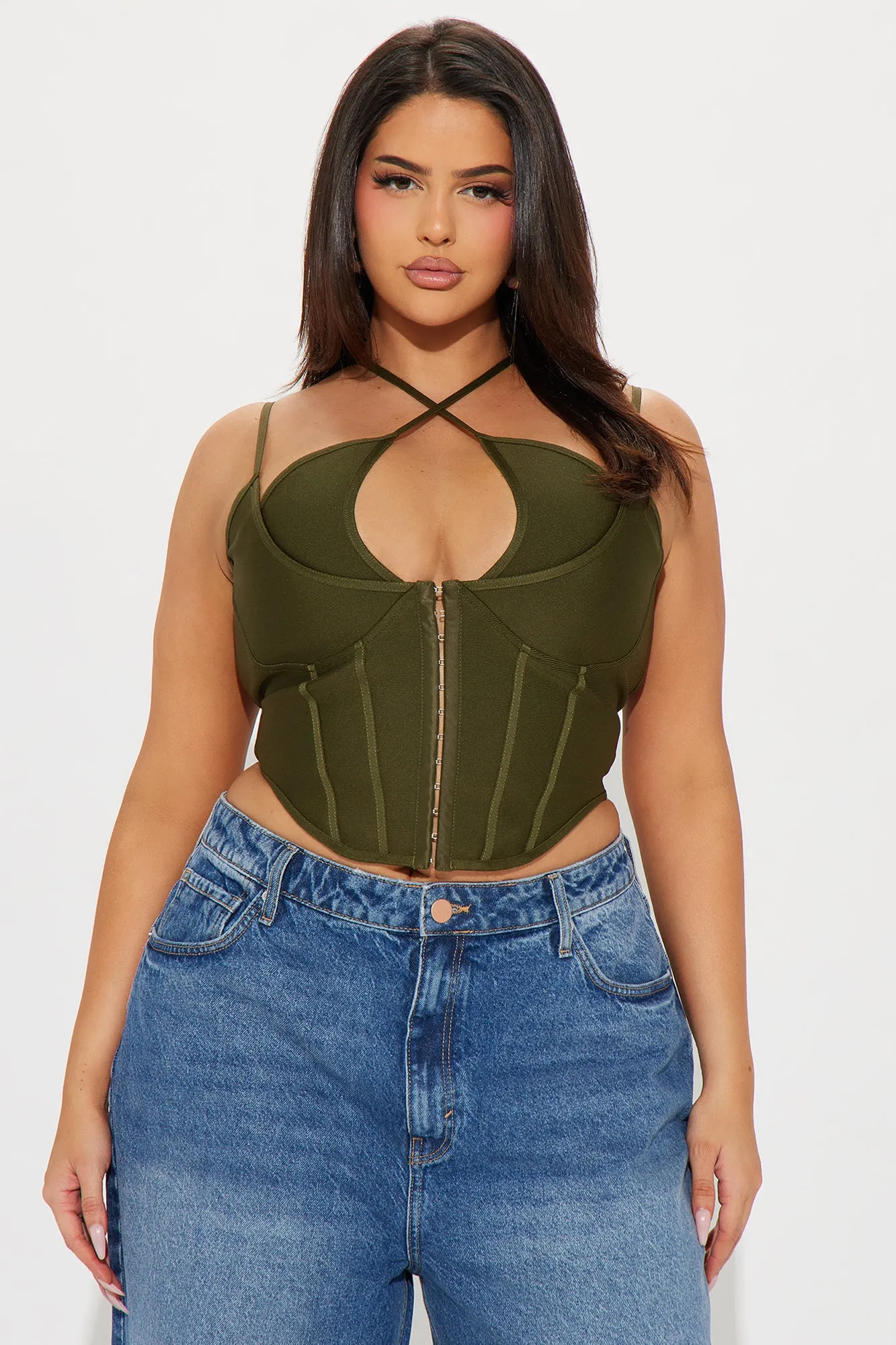 Victoria Bandage Corset Top - Olive sold by Fashion Nova product image thumbnail 4