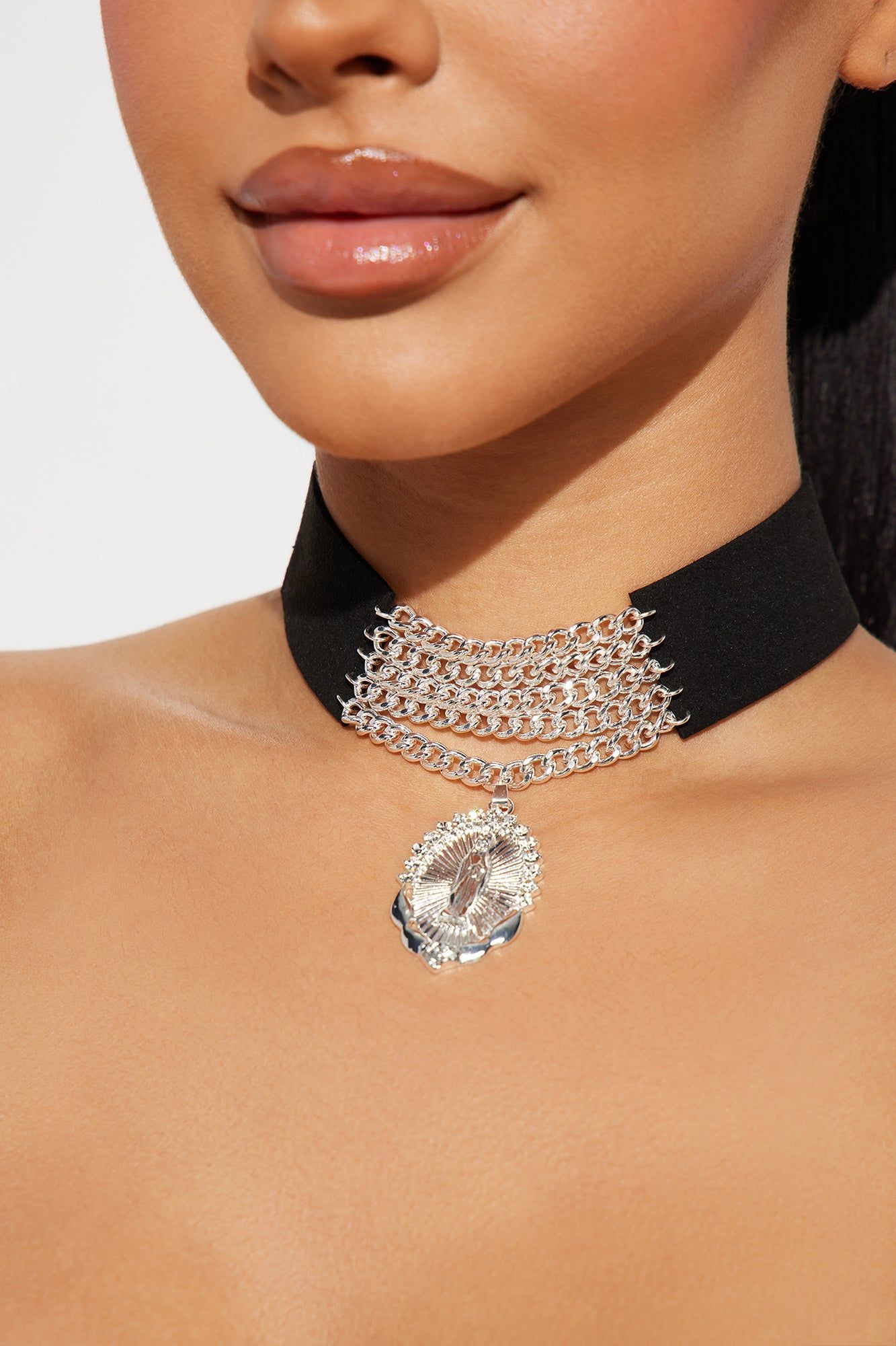 Blessings In Disguise Choker - Black/Silver sold by Fashion Nova