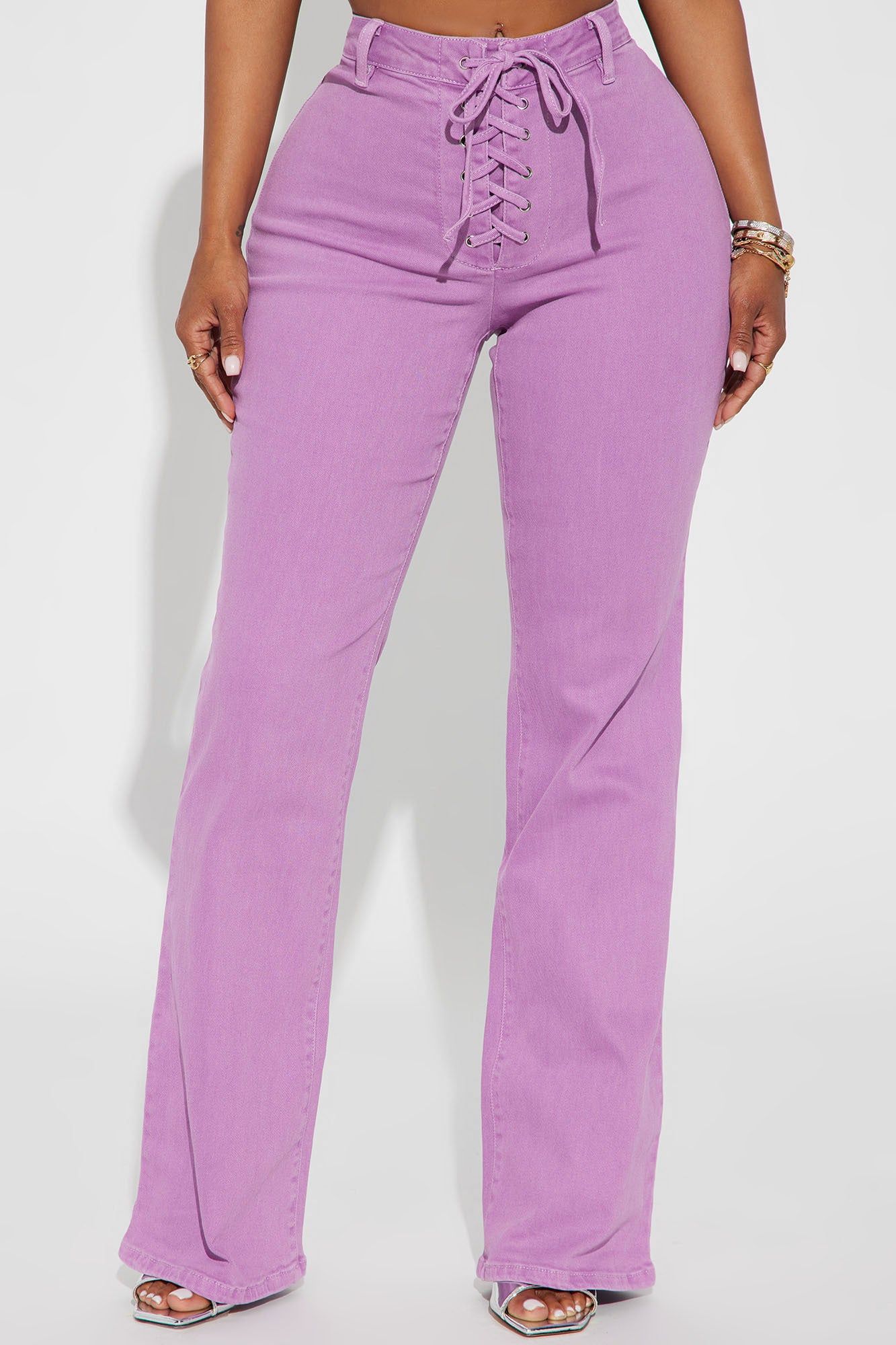 Dulce Stretch Lace Up Bootcut Jean - Lavender sold by Fashion Nova product image thumbnail 2