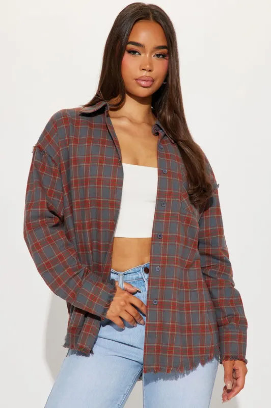 Western Mood Plaid Shirt  - Grey/combo sold by Fashion Nova