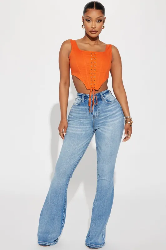 Lots Of Love Stretch Flare Jeans - Light Wash sold by Fashion Nova