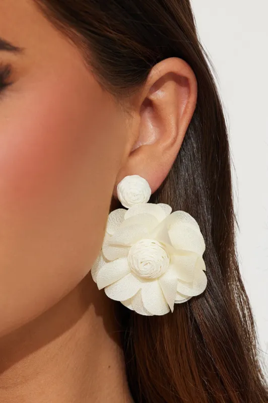Fresh Like Me Floral Earrings - White sold by Fashion Nova