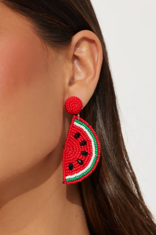 Watermelon Margarita Earrings - Red/combo sold by Fashion Nova