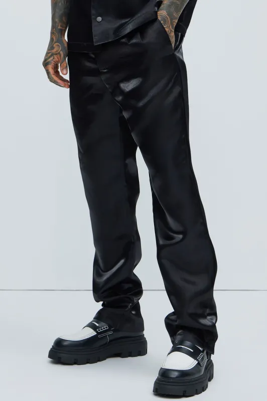 McGaw Slim Slit Trousers - Black sold by Fashion Nova