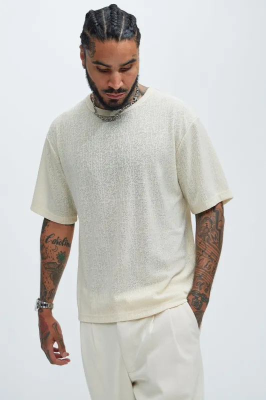 Sleek Textured Relaxed Tee - Off White sold by Fashion Nova