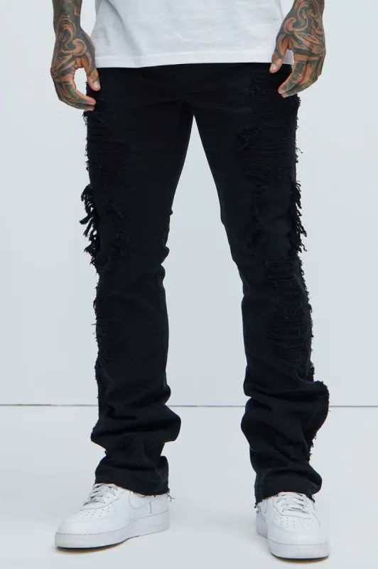 Henry Stacked Skinny Flare Pants - Black sold by Fashion Nova