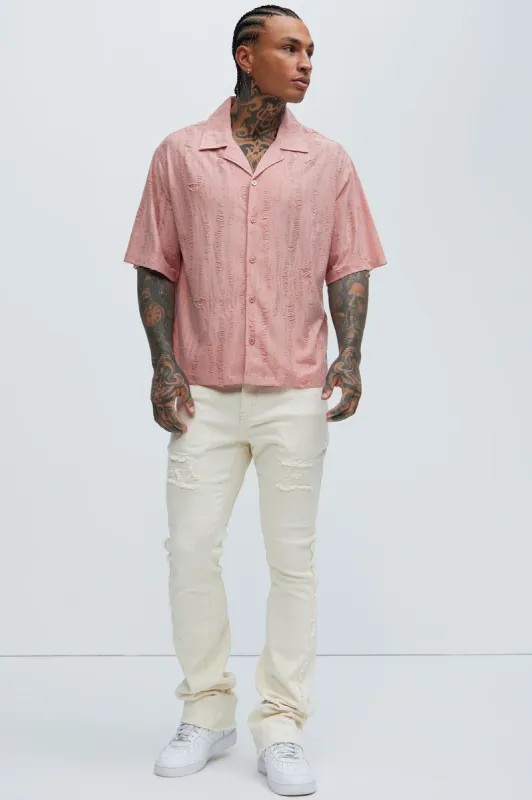 Lynx Textured Shirt - Mauve sold by Fashion Nova