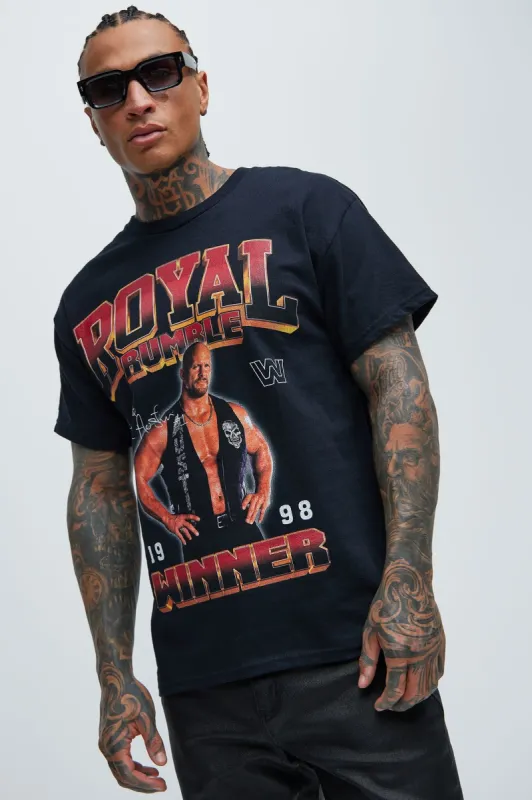 Royal Rumble 1998 Winner Stone Cold Steve Austin Short Sleeve Tee - Black sold by Fashion Nova