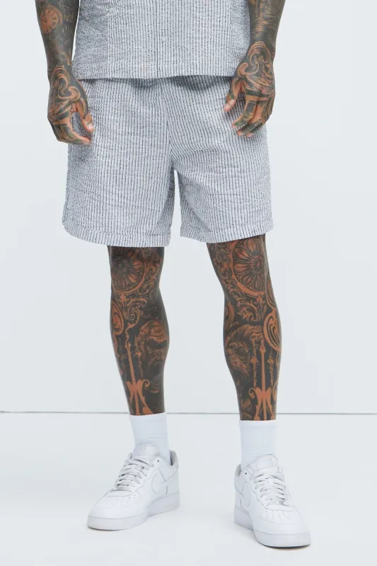 Hadwin Textured Shorts - Black/White sold by Fashion Nova