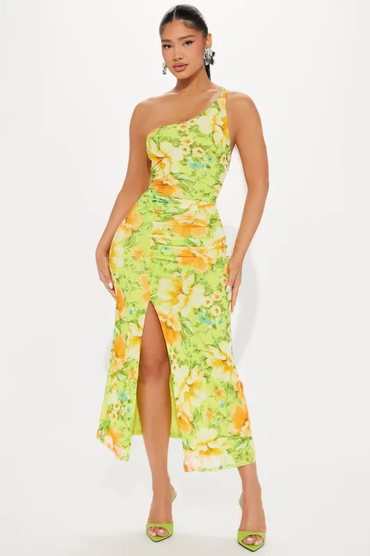 Rihanna One Shoulder Maxi Dress - Lime sold by Fashion Nova