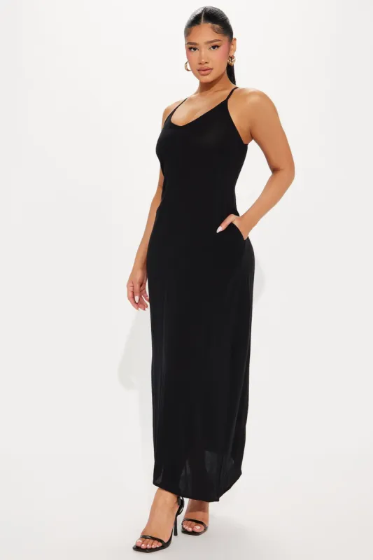 Easy Going Maxi Dress - Black sold by Fashion Nova