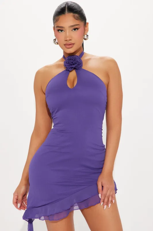 Ava Chiffon Mini Dress - Purple sold by Fashion Nova