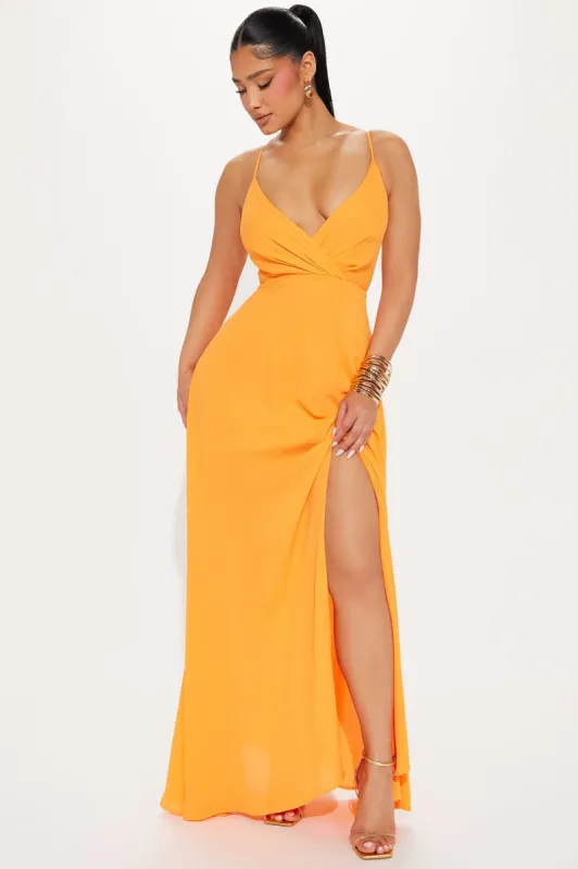 Leia Chiffon Maxi Dress - Orange sold by Fashion Nova