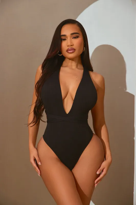 Tahlia Ribbed 1 Piece Swimsuit - Black sold by Fashion Nova