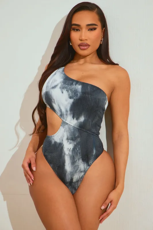 Lara One Shoulder 1 Piece Swimsuit - Black/White sold by Fashion Nova