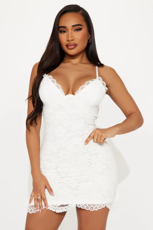 Delaney Lace Mini Dress - White sold by Fashion Nova