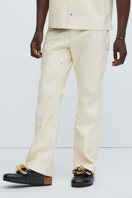 Riker Faux Leather Carpenter Flare Pants - Cream sold by Fashion Nova