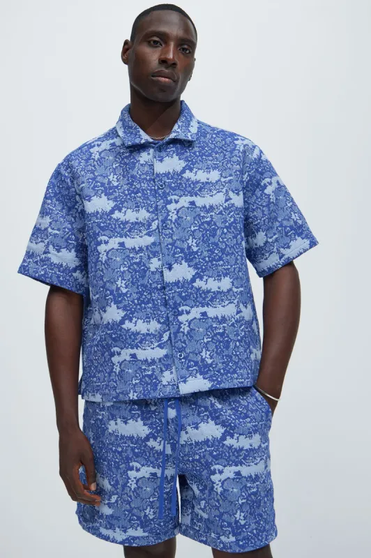 Deklan Textured Shirt - Blue/combo made by Fashion Nova