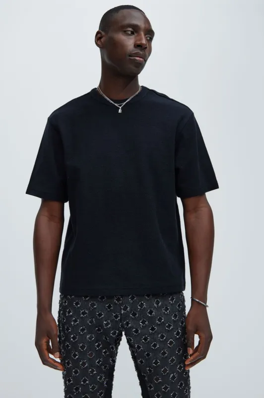 Burke Textured Relaxed Tee - Black sold by Fashion Nova