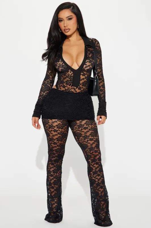 So Into You Lace Pant Set - Black sold by Fashion Nova