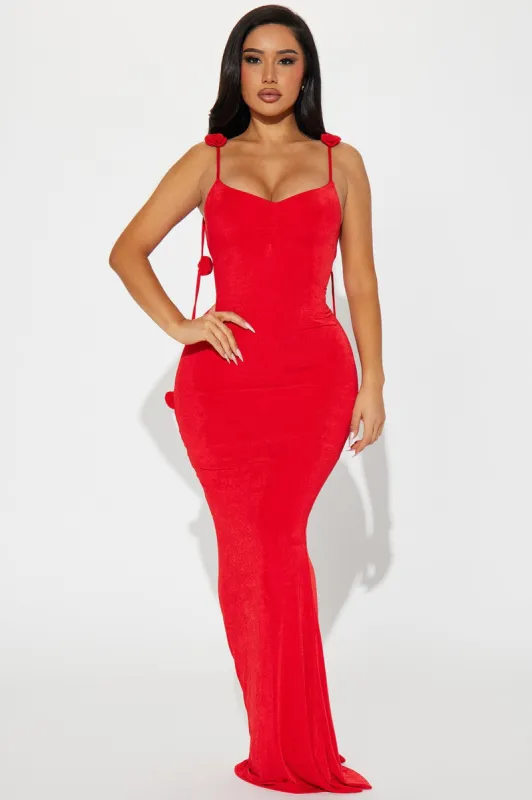 Smell the Flowers Slinky Maxi Dress - Red sold by Fashion Nova