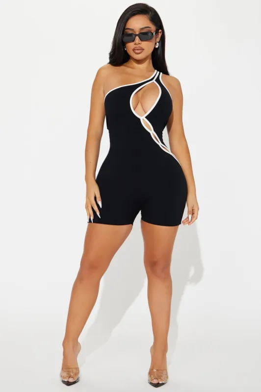 As I Say Romper - Black sold by Fashion Nova