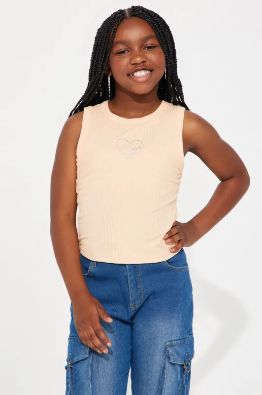 Mini Follow Your Heart Sleeveless Tee - Peach sold by Fashion Nova