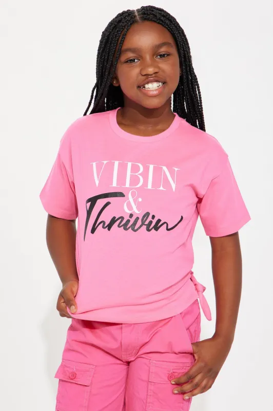 Mini Vibin & Thrivin Short Sleeve Tee - Pink sold by Fashion Nova