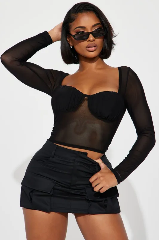Valarie Mesh Top - Black sold by Fashion Nova