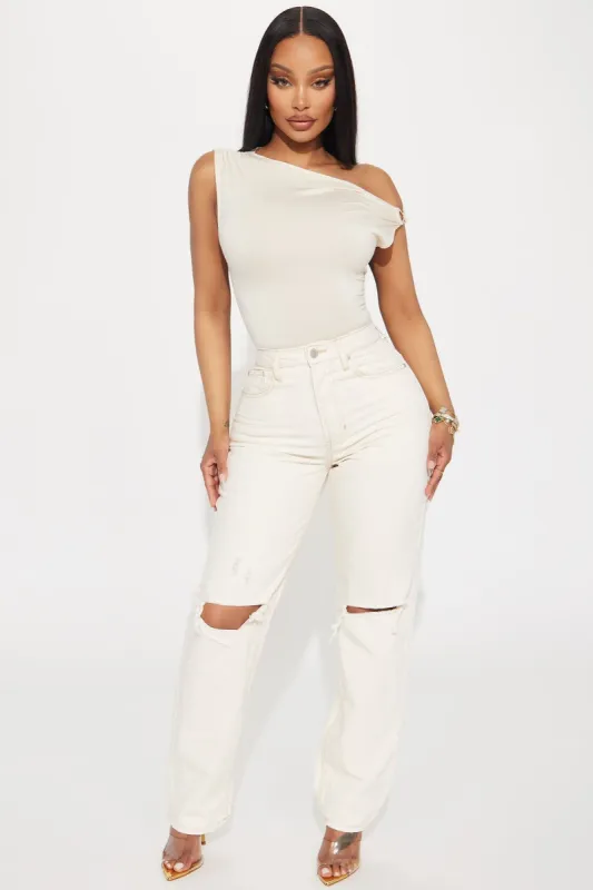 Lessons Learned Ripped Straight Leg Jeans - Off White sold by Fashion Nova