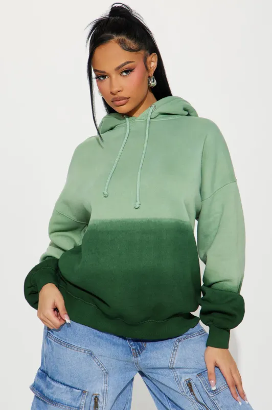Off Duty Ombre Fleece Sweatshirt - Green sold by Fashion Nova