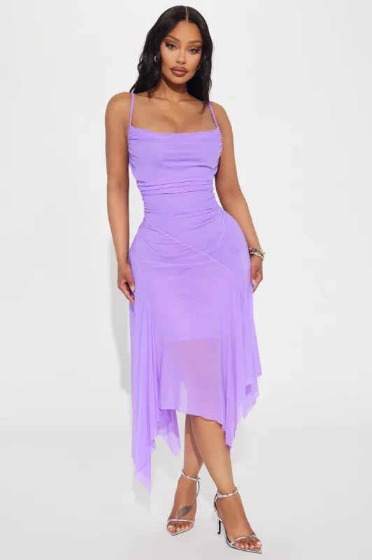 Willow Mesh Midi Dress - Purple sold by Fashion Nova