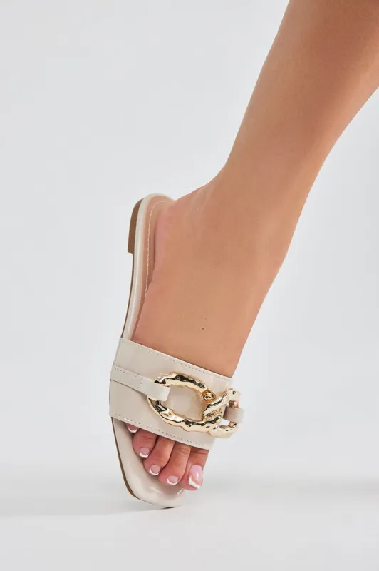 Evanna Patent Sandals - Ivory sold by Fashion Nova