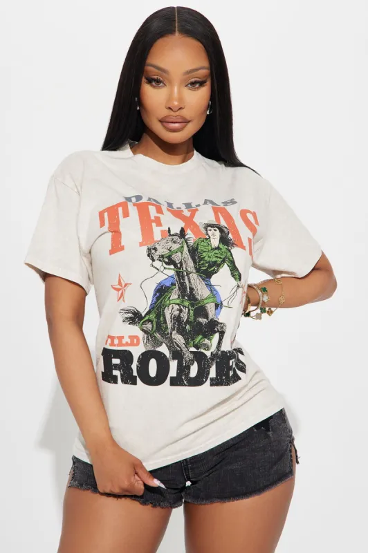 Texas Rodeo Washed Tee - Off  White/combo sold by Fashion Nova
