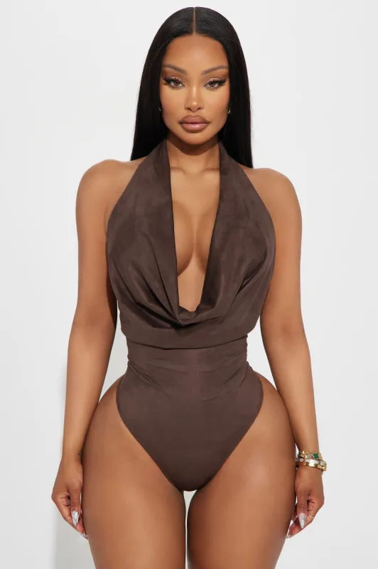 Cowgirl Era Suede Bodysuit - Chocolate sold by Fashion Nova