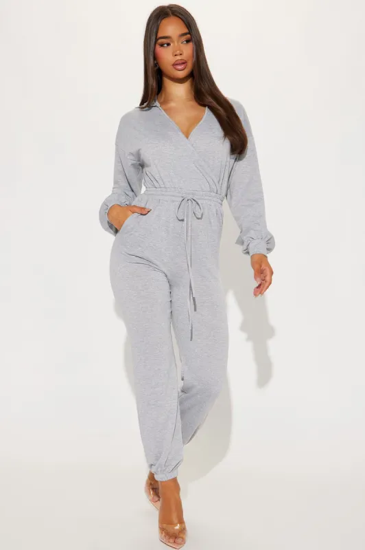 Slow Jams Jumpsuit - Heather Grey sold by Fashion Nova