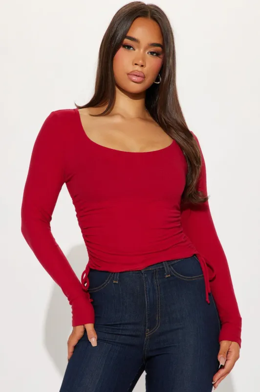Jamie Ruched Top - DarkRed sold by Fashion Nova