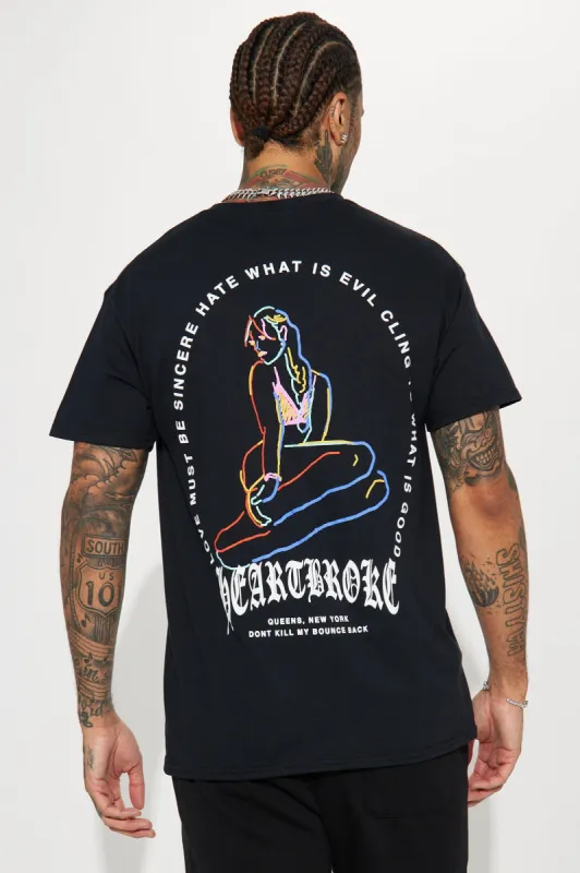 Heartbroke Short Sleeve Tee - Black sold by Fashion Nova