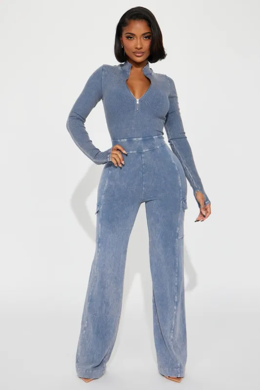 Caught Up With You Ribbed Jumpsuit - Blue sold by Fashion Nova