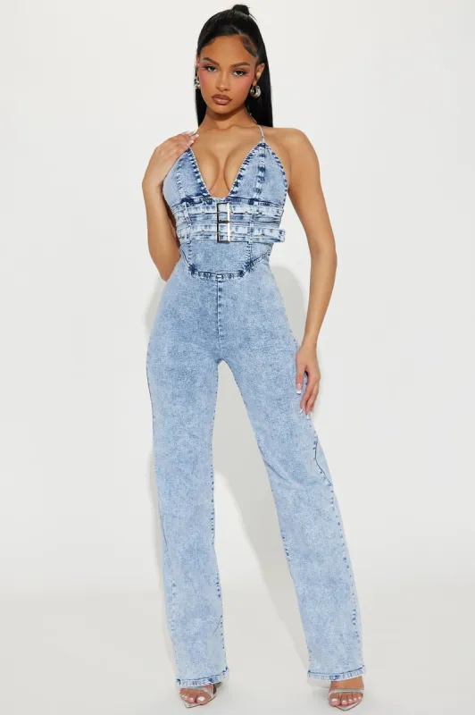 Lovestruck Denim Jumpsuit - Light Wash sold by Fashion Nova