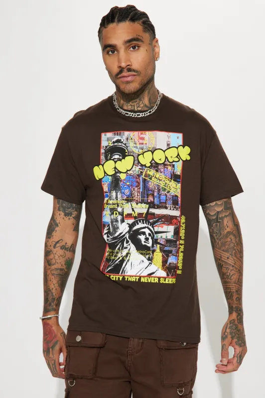 Wide Awake Short Sleeve Tee - Brown made by Fashion Nova