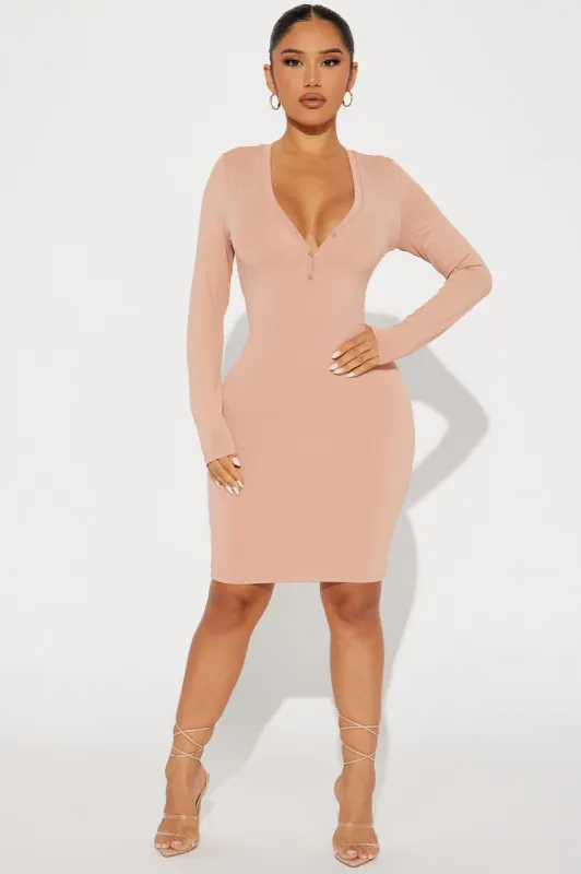 Elizabeth Bodycon Midi Dress - Tan sold by Fashion Nova